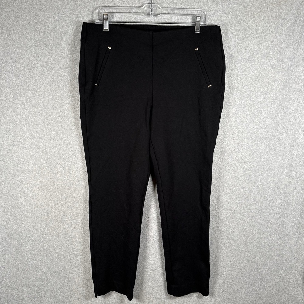 Chicos Pants Womens 2 US 12 Black Pull On Stretchy Career Office Casual Work